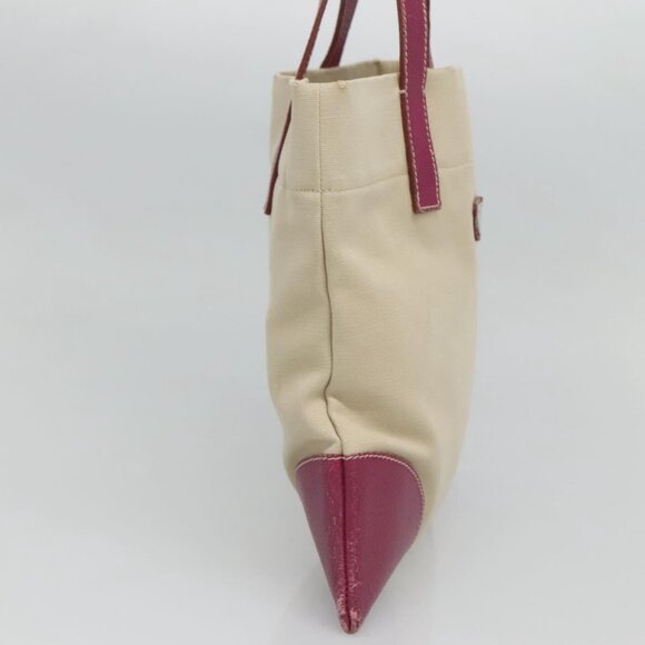 PRADA Hand Bag Canvas Leather Beige Purple Silver Auth - Picture 4 of 16